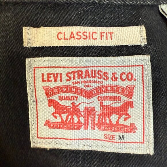 Levis Black Denim Western Shirt Pearl Snap Front Fringe on Back - Picture 4 of 11